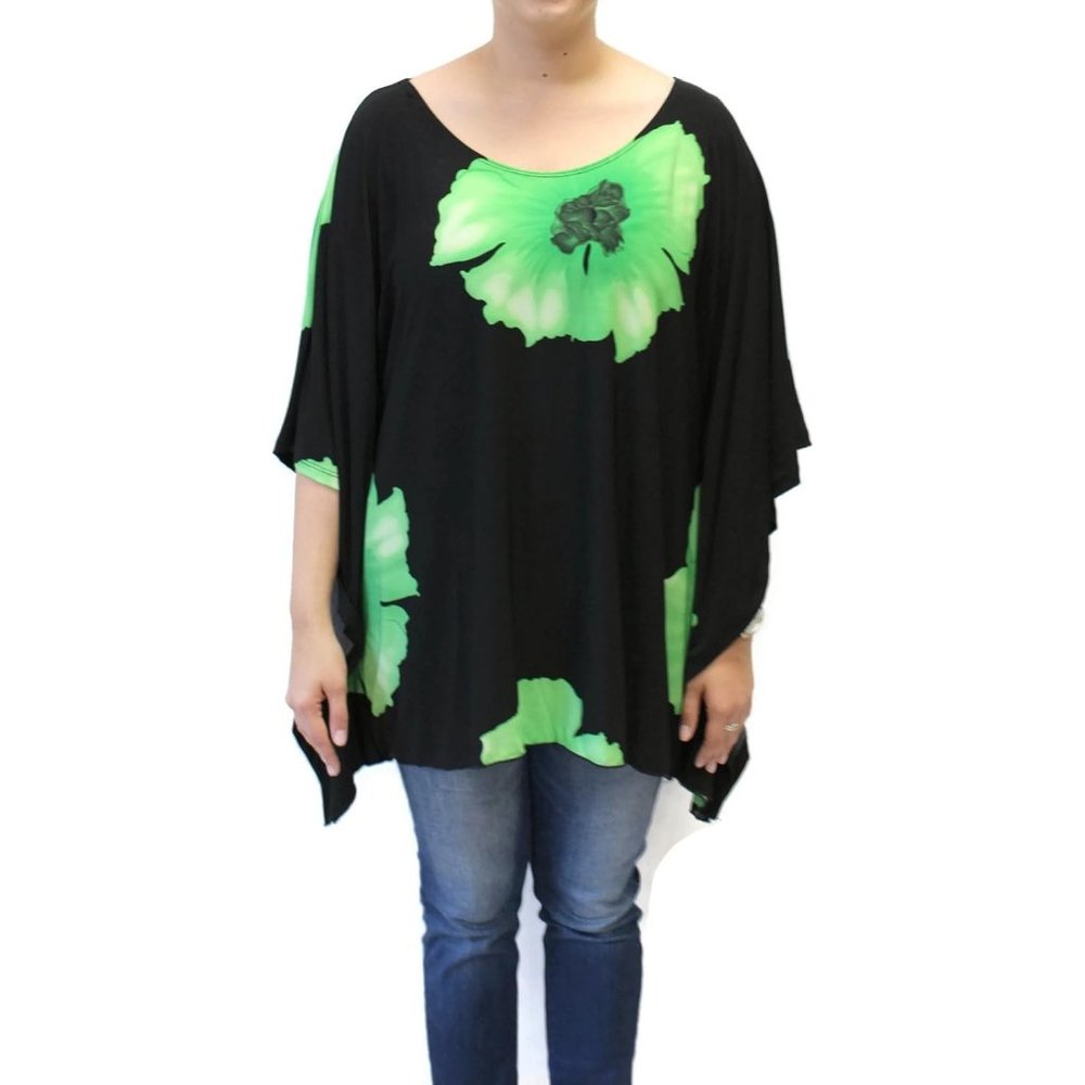 Pretty Woman Floral Print Poncho Tunic One Size Plus